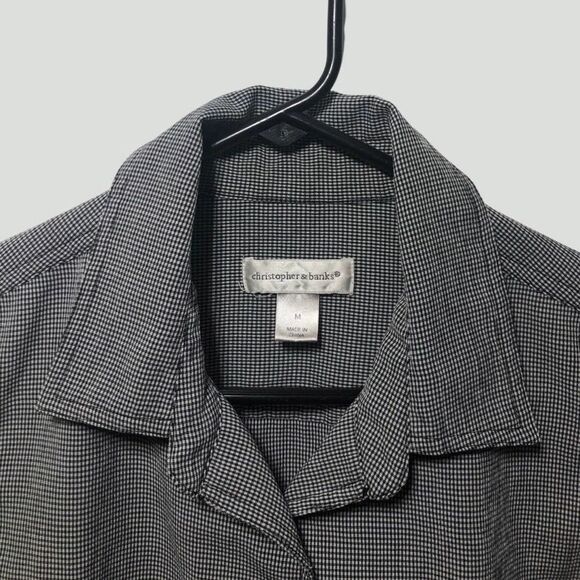 Christopher & Banks Blouse Medium Sleeveless Checkered Collar Buttons Shirt - Picture 3 of 9
